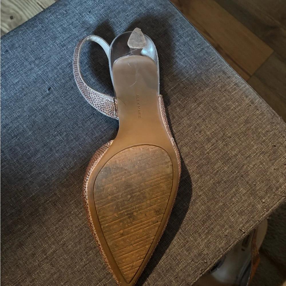 Alex Marie Shimmering Tan Slingback Heels - Picture 3 of 3